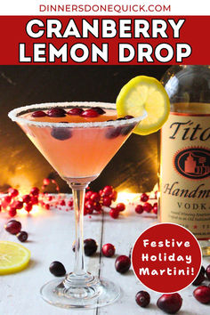 Get into the holiday spirit with this refreshing Cranberry Lemon Drop Martini! This festive cocktail combines tart cranberry juice, zesty lemon, and smooth vodka for a perfectly balanced holiday drink. Garnished with fresh cranberries and a sugared rim, this martini adds a vibrant pop of color to your Christmas or New Year's gatherings. It's an easy-to-make, crowd-pleasing cocktail! Cheers to a flavorful holiday season! #HolidayCocktails #ChristmasMartini #FestiveDrinks #CranberryLemonDrop Cranberry Lemon Drop Martini, Cranberry Lemon Drop, Thanksgiving Cranberries, Cranberry Martini, Cranberry Simple Syrup, Festive Holiday Cocktails, Christmas Martini, Lemon Drop Martini, Simple Syrup Recipes