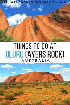 the uluru ayers rock in australia with text overlaying it