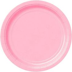 a pink paper plate on a white background