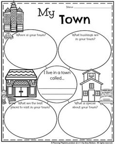 the town worksheet for students to practice their writing and making it into a story