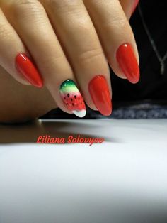 Yalda Nail Design, Yalda Nail, Watermelon Manicure, Beautiful Manicure, Watermelon Red, Nail Colours, Nail Idea, Get Nails, Nail Inspiration