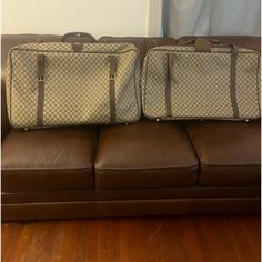 2 Piece Luggage Set In Great Condition Gucci Luggage Travel, Gucci Luggage Set, Gucci Travel Bag With Leather Trim, Gucci Brown Travel Bag, Gucci Luggage, Brown Luggage With Zipper Closure For On-the-go, Gucci Travel Bags With Gold-tone Hardware, Bags Gucci, Luggage Sets