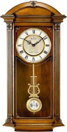 an antique wooden clock with roman numerals