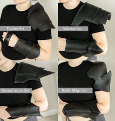 four images show how to wear an arm cast for different stages of surgery, including the elbow and shoulder