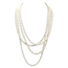 Very Long Trendy Pearl Necklace 100' Inch Long Fresh Water Pearls with Nice Luster. Each Pearl size is approx 6-7 mm Many ways to wear it can be folded many times Multiple Trends all in one Pearl String. Have fun and change your look every day ! Luxury Single Strand Beaded Necklace For Everyday, Affordable Beaded White Long Necklace, String Necklace, Long Pearl Necklaces, Pearl Necklaces, Fresh Water Pearls, Water Pearls, Pearl Size, Fresh Water