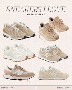 Beige Shoes Sneakers, New Balance Beige Sneakers, Womens Beige Sneakers, How To Style Beige Sneakers, Beige Runners Outfit, New Balance For Women Sneakers, Beige Trainers Outfit Women, Tan Trainers Outfit, Tan Hoka Shoes