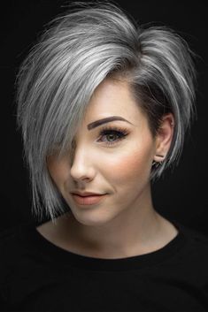 Short Grey Haircuts, Gray Hair Cuts, Short Grey Hair, Short Hair With Bangs, Short Hair Cuts For Women