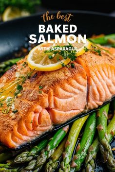 Asparagus and Salmon Bake with Lemon Garlic Butter Sauce Salmon And Asparagus Recipes, Baked Salmon With Asparagus, Salmon Asparagus Foil, Baked Salmon In Foil, Salmon Bake, Salmon In Foil Recipes, Salmon With Asparagus, Baked Salmon And Asparagus