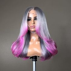 Product Details: Lace Front Wig Virgin Human Hair Custom Color Wig *Cap Style-Lace Front Wig *Material-Virgin Human Hair *Color-Same As Picture *Density-150% *Cap Size-Medium Lavender Wigs, Light Purple Wig, Purple Lace Front Wig, Purple Lace Front, Wig Material, Purple Wig, Human Hair Color, Wig Color, Cap Style