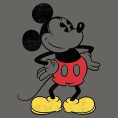 a mickey mouse cartoon character in red and black