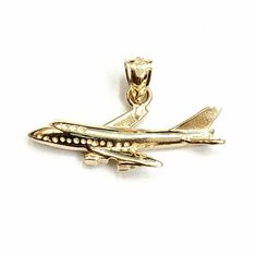 (100% AUTHENTIC) 14k yellow gold Solid Airplane Aviation pendant charm. "Comes with a gift box" 14K yellow Solid Gold pendant charm. Solid 14K gold, not plated. Nicely polished and shiny. Stamped 14K for Authenticity. ADDITIONAL INFO: REAL 14K Yellow Gold. Polished, Shiny 1.8 grams. 0.50 inches top to bottom without bail. 1.04 inches left to right. Please refer to the photo of the item next to a quarter for comparison purposes. Shipping: Your order will be professionally packed and shipped. US free shipping is for the 48 Continental states. For shipping to Alaska, Hawaii and Puerto Rico please contact us for a quote. We also offer overnight shipping for the cost of $25.00 which the estimated delivery time is one business day. Return Policy: 30 Day Money Back Guarantee We want your online s Man Made Diamonds, Charm Gift, Fine Jewellery Necklace, Fashion Jewelry Necklaces, Sparkle Diamonds, Real Diamonds, Gold Pendant, Fashion Watches, Puerto Rico