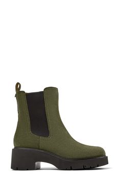 Bring ground-pounding style to casual looks in this bold Chelsea boot anchored by a flexible lug sole. Pull-on style with elastic gore insets OrthoLite® footbed Leather and textile upper/textile lining/synthetic sole Imported Casual Green Ankle Platform Boots, Green Outdoor Boots With Lug Sole, Winter Green Boots With Lug Sole, Green Winter Boots With Lug Sole, Casual Green Platform Boots For Fall, Outdoor Chelsea Ankle Boots With Lug Sole, Casual Chelsea Boots With Vibram Sole, Casual High-top Chelsea Boots With Lug Sole, Green Ankle Boots With Lug Sole