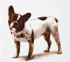 a drawing of a dog standing in front of a white background