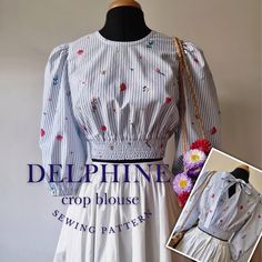 an image of a dress with flowers on it and a sewing pattern for the top