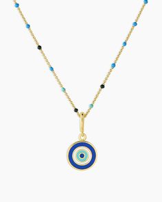 Featuring dainty enamel beads for a subtle pop of color, and a meaningful evil eye charm, the Evil Eye Capri Necklace is the perfect way to personalize your everyday look. Easy to love and fun to layer, this 19" necklace is a must-have style in your jewelry collection. Evil Eye Capri Necklace in 18k Gold, Women's by gorjana Earrings Stacking, The Evil Eye, Enamel Beads, 14k Gold Necklace, Mix Style, Gold Necklaces, Evil Eye Charm, Easy To Love, Gold Fashion