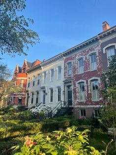 row houses in an urban neighborhood on a sunny day