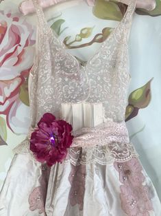 Rose applique and metallic thread boho wedding dress by | Etsy Pink Fitted Sleeveless Wedding Dress, Pink Sleeveless Mother Of The Bride Dress For Wedding, Sleeveless Pink Mother Of The Bride Dress For Wedding, Pink Fitted Organza Wedding Dress, Fitted Pink Organza Wedding Dress, Fitted Pink Ball Gown Wedding Dress, Pink Fitted Ball Gown Wedding Dress, Pink Lace Wedding Dress For Prom Season, Pink Lace Wedding Dress With Fitted Bodice