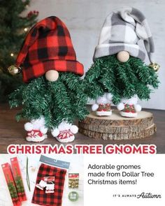 christmas tree gnomes made from dollar tree ornaments