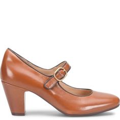 Leslie | Sofft Shoe Formal Mary Janes With Buckle Closure And Block Heel, Retro Heels With Buckle Closure For Formal Events, Formal Retro Mary Janes With Ankle Strap, Workwear High Heel Mary Janes With Heel Strap, High Heel Mary Janes With Heel Strap For Work, Block Heel Mary Janes For Work, High Heel Mary Janes With Buckle Closure For Office, High Heel Mary Janes With Buckle For Office, Office High Heel Mary Janes With Buckle Closure