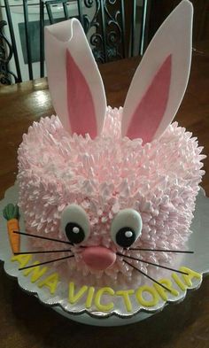 a cake made to look like a bunny's head