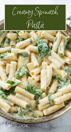 creamy spinach pasta with a white cream sauce Creamy Garlic Pasta Salad, Easy Spinach Pasta, Garlic Pasta Salad, Creamy Spinach Pasta, Spinach Pasta Recipe, Creamy Garlic Parmesan Sauce, Spinach Pasta Recipes, Type Of Pasta, Creamy Garlic Pasta