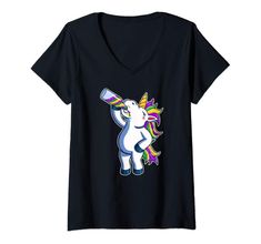 a t - shirt with an image of a unicorn holding a baseball bat in it's hand