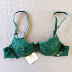 *New With Tags* Only Tried On Once, Brand New, Gorgeous Savage X Fenty Lace Balconette Bra In Underworld Green (Turquoise), Size 34a. I Normally Wear A 34a, But The Structured Cups On This Bra Were Too Big For Me. Reselling Instead Of Returning Because I Heard A Lot Of Returns Just Get Trashed Model Pics Are From Savage X Fenty, Not Of The Bra You Will Receive. This Listing Is For The Bra Only. Fenty Savage, Green Bra, Velvet Bra, Blue Lace Bra, Lace Balconette, Demi Cup Bra, Purple Bras, Green Bras, Model Pics