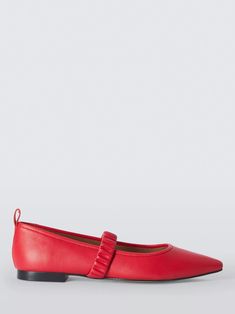 John Lewis ANYDAY Hennriette Point Toe Mary Jane Sachetto Ballerina Pumps, Bright Red