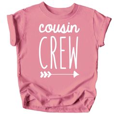 PRICES MAY VARY. 100% Cotton Pull On closure Hand Wash Only Cousin Shirt - This adorable Cousins Crew Arrow T-Shirts is absolutely perfect for your Baby or Toddlers outfit High quality and professional print - It doesn't just look high quality, it is high quality! Make your little one's family outfit picture perfect with this Cousins Crew Arrow Shirts and Bodysuits for Baby and Toddler Outfits Designed in the USA - Olive Loves Apple, based in Phoenix, AZ knows how to celebrate your special occas Designed Clothes, Hot Pink Shirt, Girls Fun, Toddler Wearing, Peach Shirt, Cousin Crew, Sibling Outfits, Toddler Girl Outfit, Big Sister Shirt