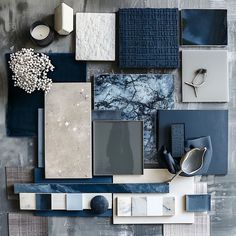 Serene navy blue hues featured in a stylish interior design moodboard Color Guide, Dark Interiors, Slate Gray, Dark Color, A Color, Blue, Color, Design