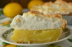 a slice of lemon pie on a plate