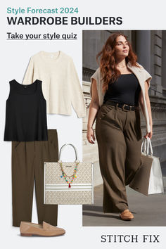 Wardrobe builders (AKA closet essentials) are versatile pieces you can infinitely mix + match. Get your everyday staples like knits, basic tops, women’s denim and more timeless pieces–now and try them on from the comfort of your home. Business Outfits Plus Size, Business Casual Women Outfits, Women Business Attire, Spring Business Casual, Clothing Boxes, Business Casual Outfits For Work, Closet Essentials, Business Casual Outfits, Basic Tops