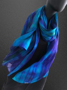 Deep Sea Blue Purple Silk Scarf, Long Silk Scarf for Women, Handmade Shawl by Vietnam Traditional Artisans. 😊 Why my scarves are different? My philosophy is quality fabrics, unique art dyeing & beautiful packing, thus providing a quality item you will treasure or be proud to give in confidence. Features: . Vietnamese Crafted . Quality high-class Silk . Hand Dyeing . Handwoven . Super for gifts - very lightweight for traveling or posting 🔅Material: 100% pure Mulberry Silk. Silk fabric is a lovely lightweight fabric & super silky smooth. The silk has a natural sheen, and the structure allows for the fabric to refract incoming light from all different angles, thus the shimmering appearance. Silks absorbency makes it comfortable to wear in all weather and whilst active. Its low conductivity Purple Silk Scarf, Large Silk Scarf, Long Silk Scarf, Scarf For Women, Silk Hair, Purple Silk, Sea Blue, High Class, Deep Sea