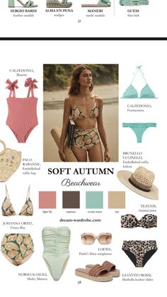 Summer Outfits For Autumn Palette, Soft Autumn Outfits For Spring, Soft Autumn Color Palette Outfits Summer, Soft Autumn Summer Capsule, Soft Autumn Swimwear, Soft Autumn Inspiration, Soft Autumn Soft Natural, Soft Autumn Outfits For Summer