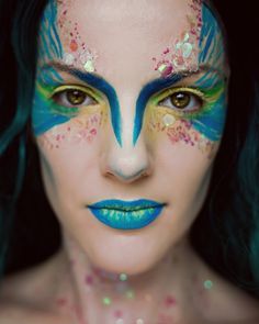 Rainbow Fish Makeup, Hummingbird Makeup, Rio Makeup, Fairy Fantasy Makeup, Drag King Makeup, Peacock Fairy, Bird Makeup, Fashion Show Makeup