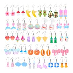 PRICES MAY VARY. Various Style: This funny cute earrings set including 28 different pairs of earrings，which is dangle or clip-on according to your choice. And they are composed of different styles , styles including: cute flower earrings, fruit food earrings, water bottle earrings,cool gummy bear earrings,food earrings, candy earrings,fish bag earrings,mushroom earrings, etc,good for your daily wearing Funny and Fashionable : Our cute earrings is designed in the shape of a mini cute with differe Goldfish Earrings, Earrings Dinosaur, Earrings Mushroom, Earrings Strawberry, Duck Earrings, Crazy Earrings, Weird Earrings, Dice Earrings, Strawberry Earrings