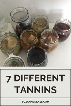 seven different tanning jars with text overlay that reads, 7 different tanning jars