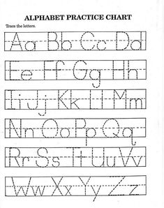 an alphabet practice chart with letters and numbers