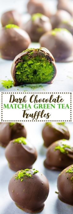 dark chocolate and green tea truffles with text overlay