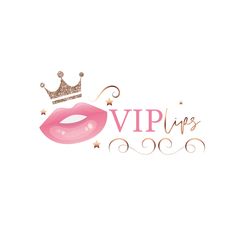 a pink lips with a crown on top and the words,'vip lips '