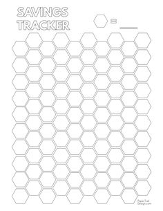 the printable savings tracker is shown in black and white, with hexagonal shapes