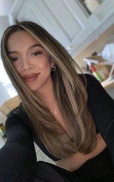 Ash Brown Honey Highlights, Brown Hair With Highlights Aesthetic, Aesthetic Blonde Highlights On Dark Hair, Baddie Light Brown Hair, Brown Hair Blonde Highlights Aesthetic, Dark To Blonde Hair, Birthday Haircut, Ashy Blonde Highlights, Ashy Blonde