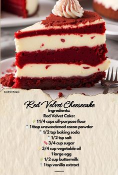 a piece of red velvet cheesecake on a white plate