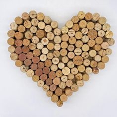 a heart shape made out of wine corks