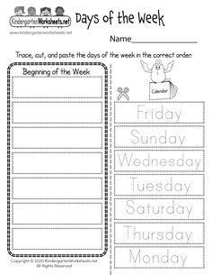 the days of the week worksheet for children to practice their handwriting and writing skills