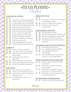 a printable checklist for estate planning