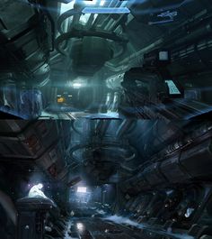 an image of a sci - fi environment with lots of lights