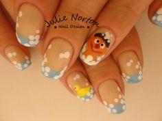 Rubber Duckie You're the one !! You make bath time lots of fun :) Teacher Nail Art, Pikachu Nails, Cartoon Nail Designs, Character Nails, Oval Nails Designs, Mickey Nails, Nail Art For Kids, You're The One, Crazy Nails