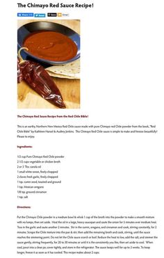 the chili sauce recipe is shown in this screenshote screen graber for an article