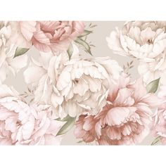 a floral wallpaper with pink and white flowers